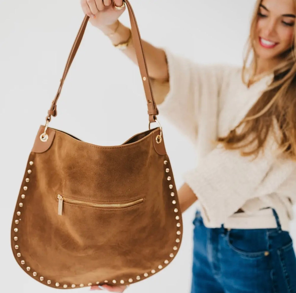 Rosalie Hobo Bag Dark Roast Suede