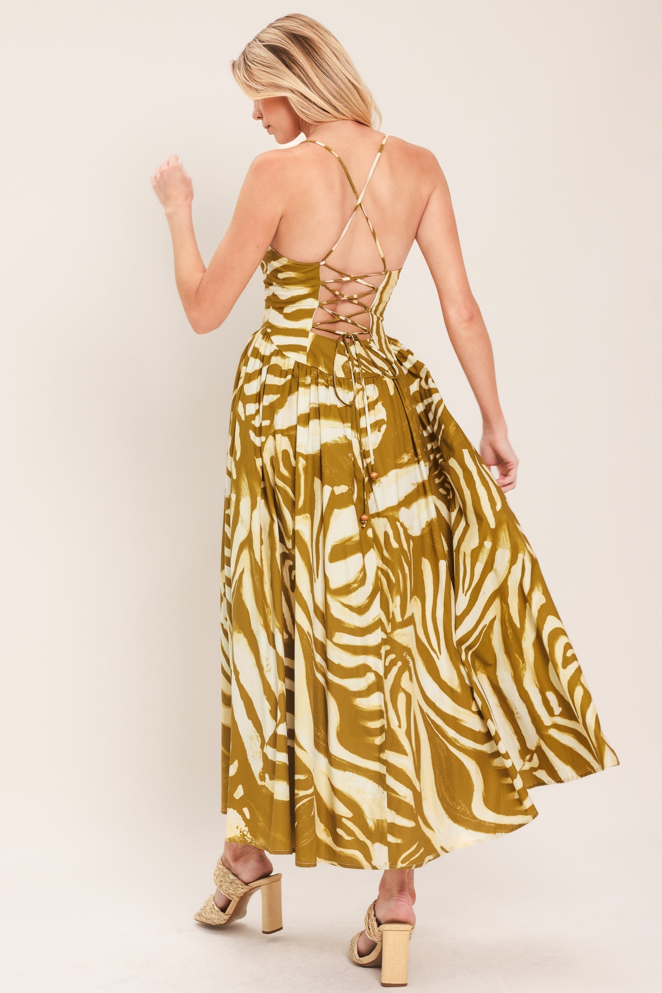 Golden Palm Midi Dress
