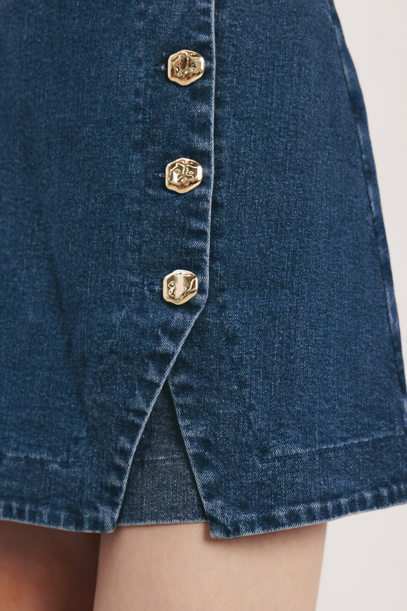 MIDNIGHT DENIM SKORT ROMPER