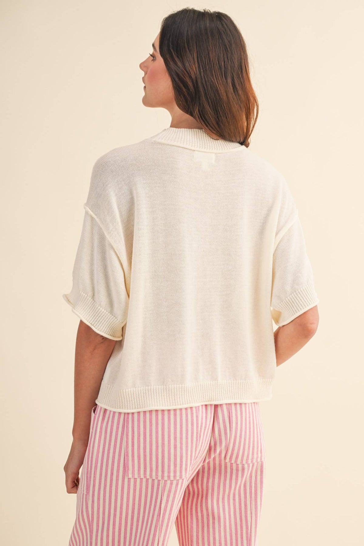 Lillith Cream Lightweight Knit Top