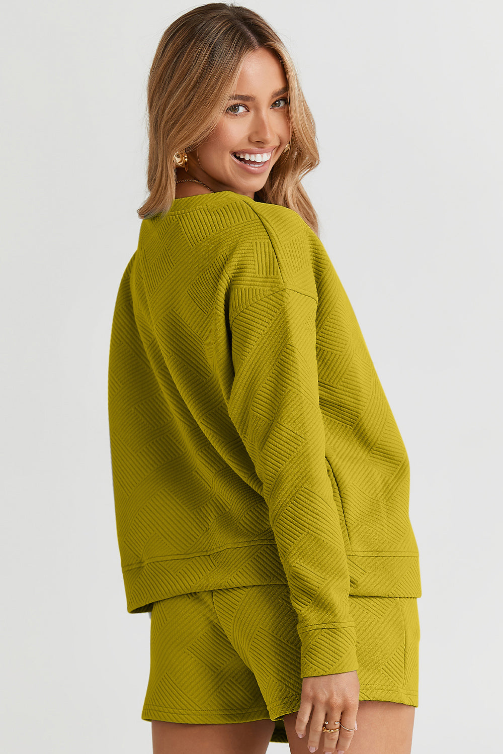Double Take Talk to Me Texture Shorts Set