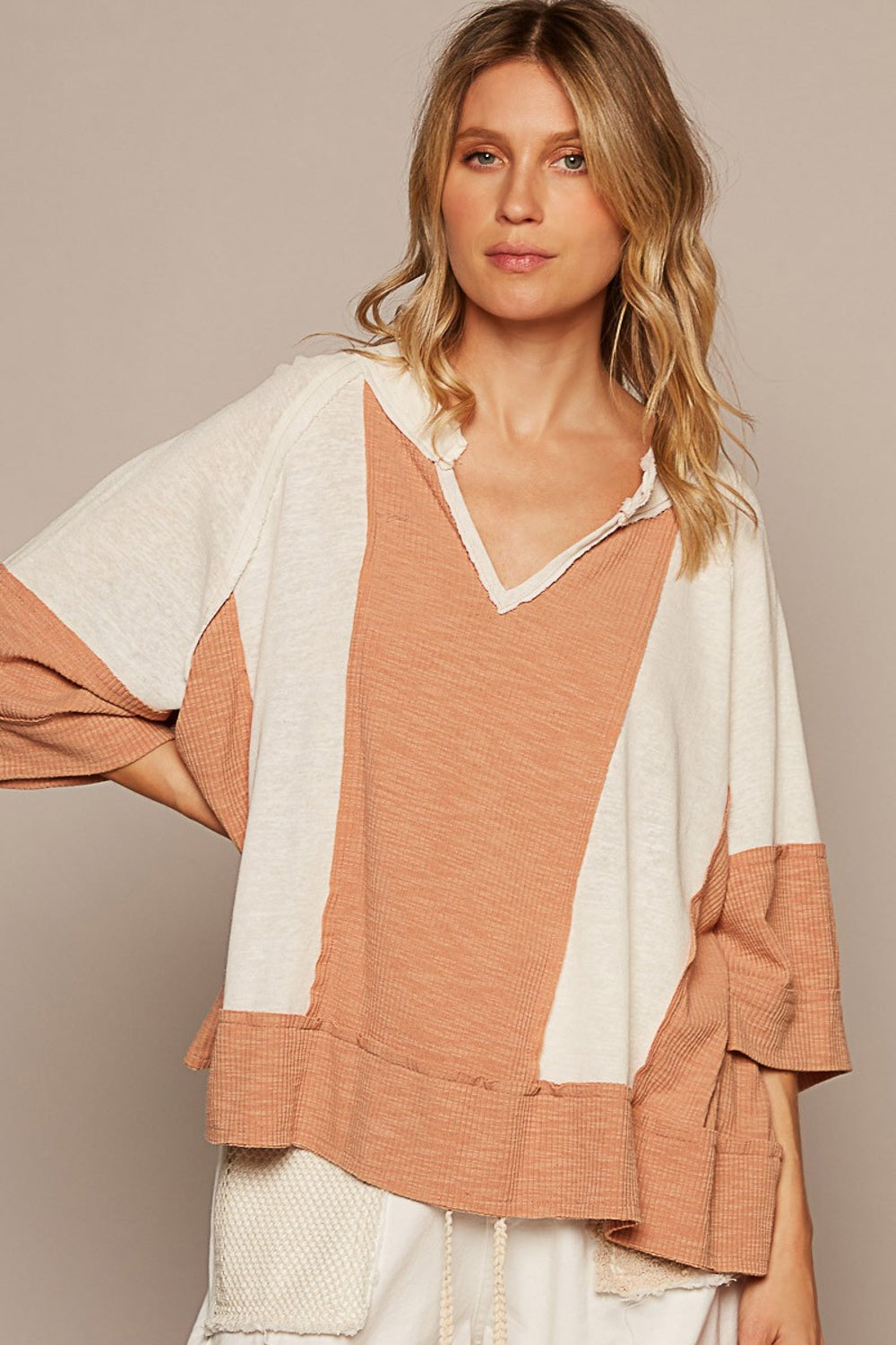 POL Oversized Contrast Top