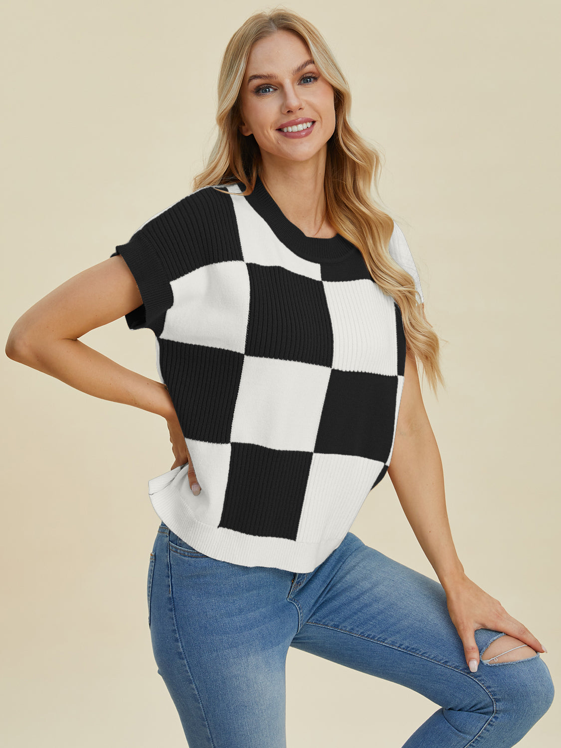 Double Take Checkered Sweater