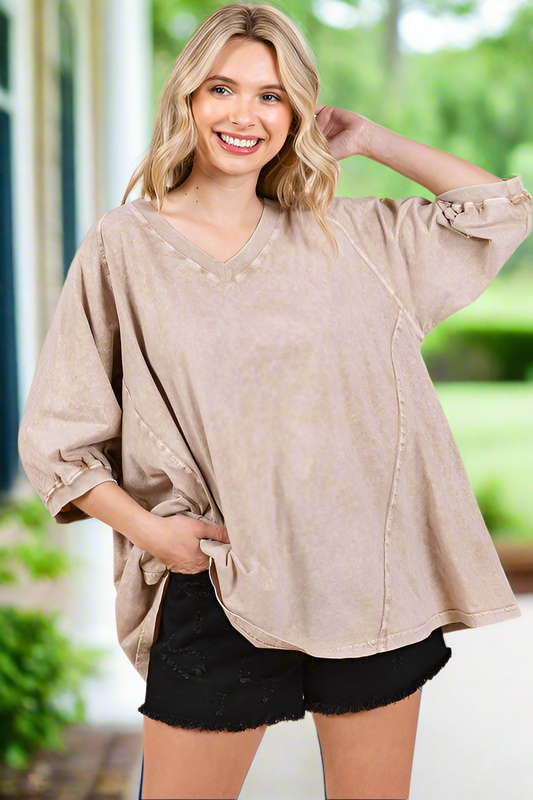 Penelope Mineral Wash Raglan Top