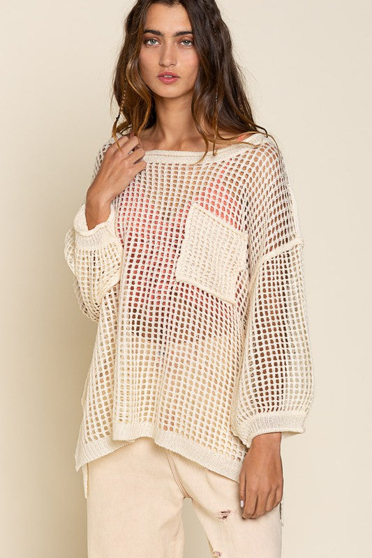 Avery Oversized Fit See-through Pullover Top