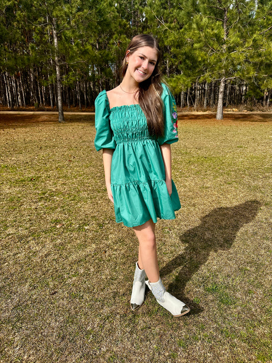 The Whitney Embroidered Mini Dress