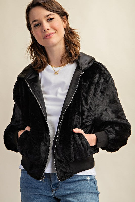 Cleo Fur Lined Bomber Jacket