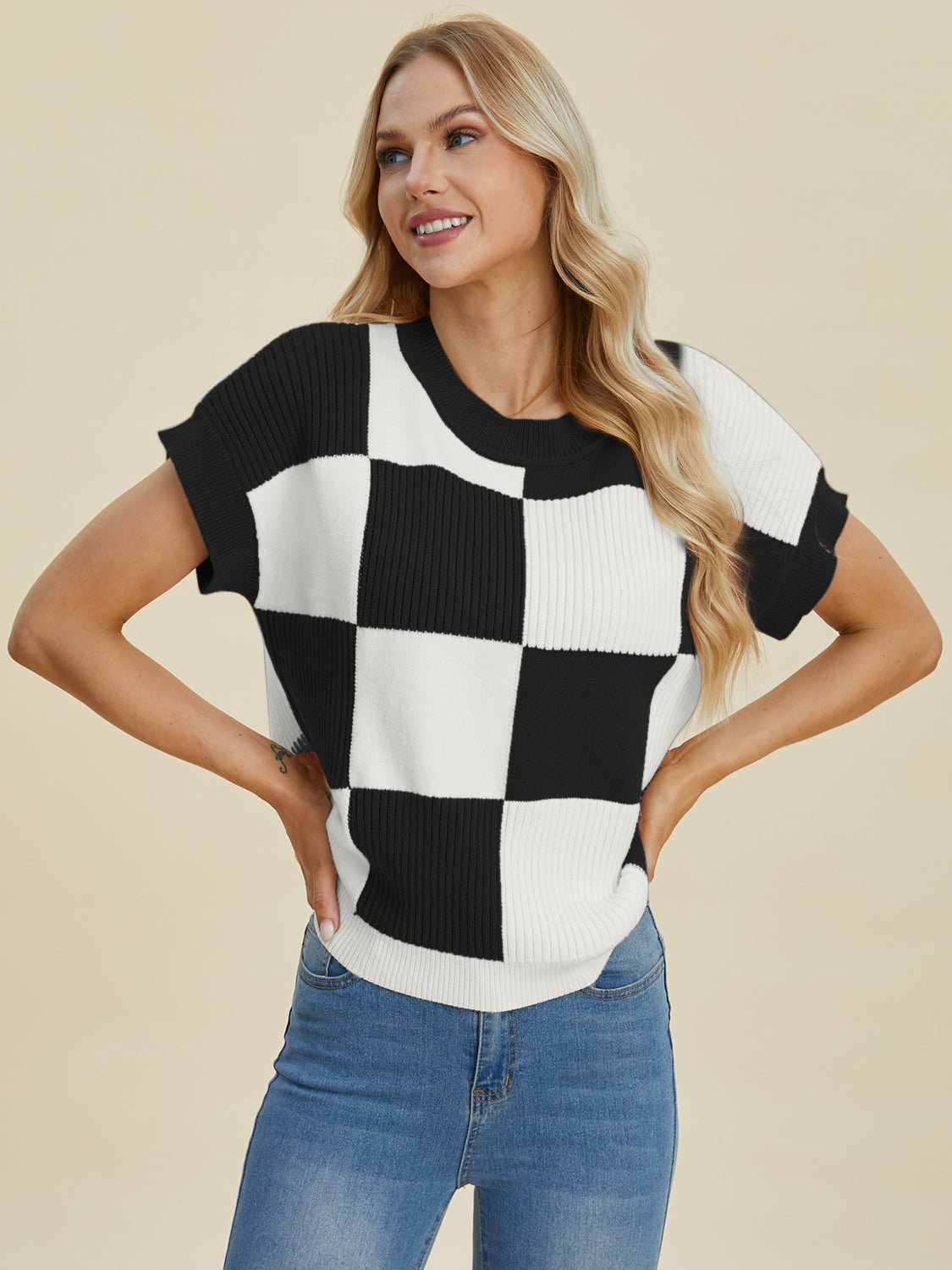 Double Take Checkered Sweater