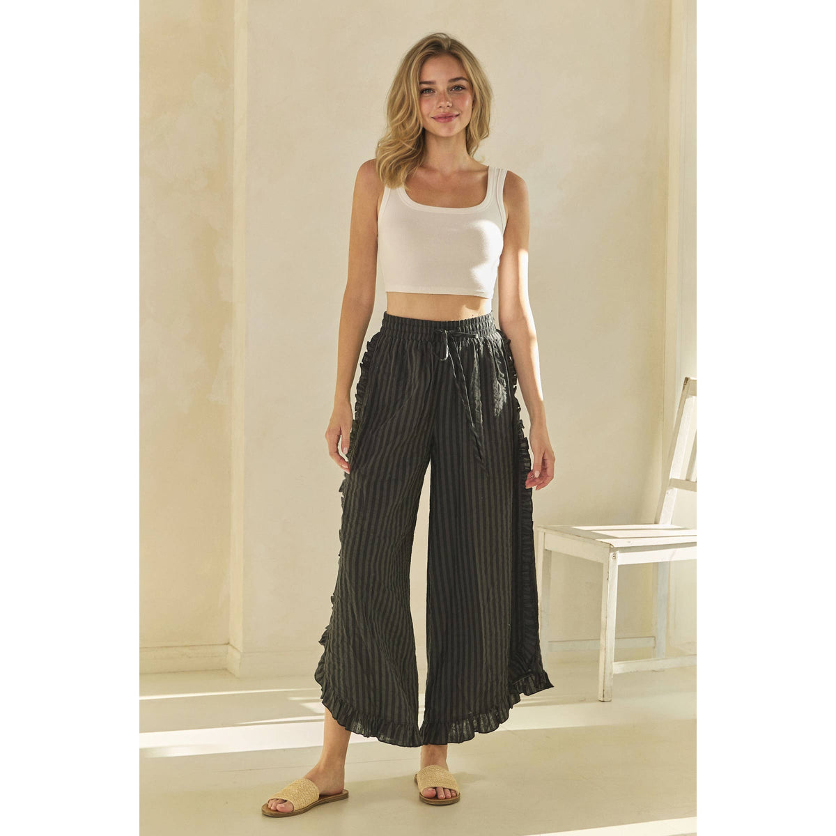 Breezy Stripe Linen Wide Leg Pants
