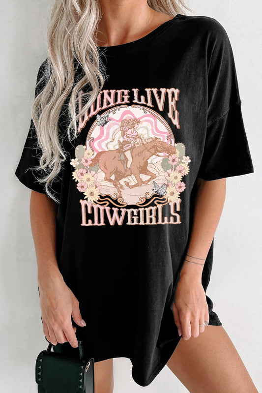 Pink Cowgirl Graphic Oversize T-Shirt