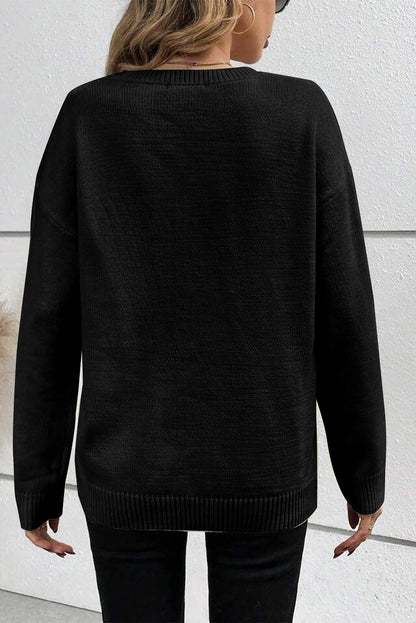 Boo Embroidered Ribbed Knit Top