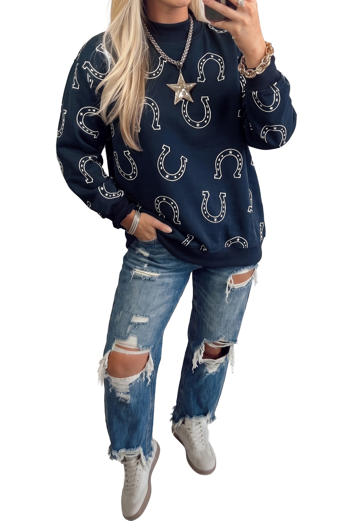 Yee Haw Mock Neck Sweatshirt