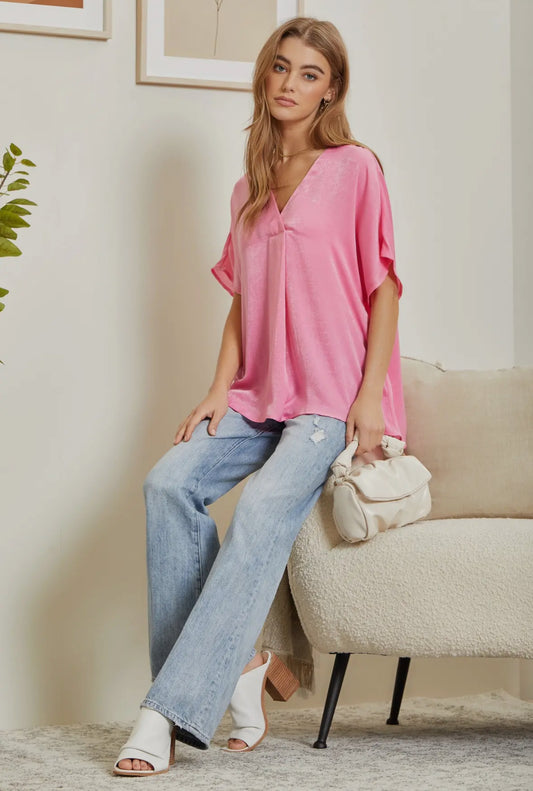 Pink Satin Spring Top