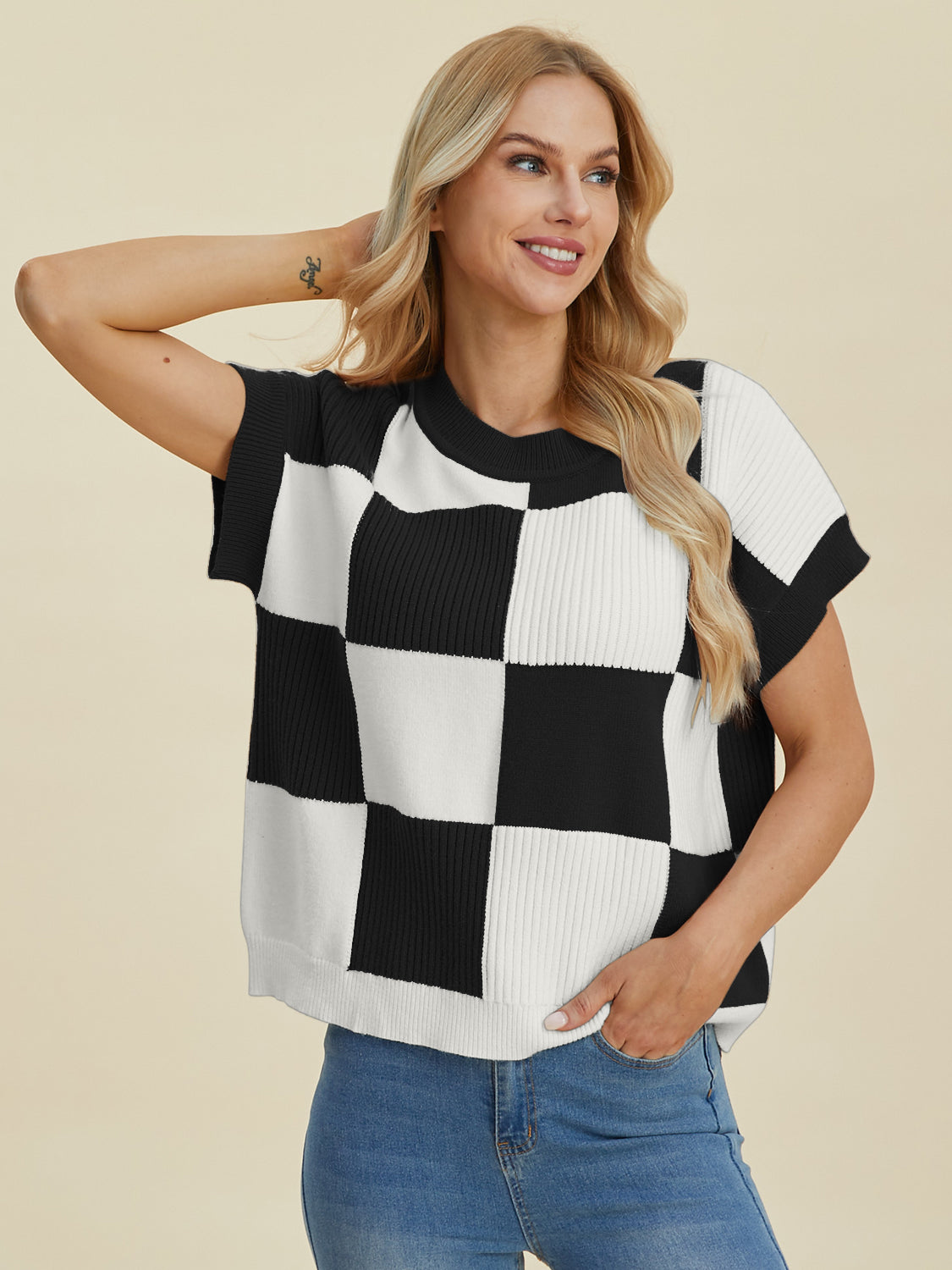 Double Take Checkered Sweater