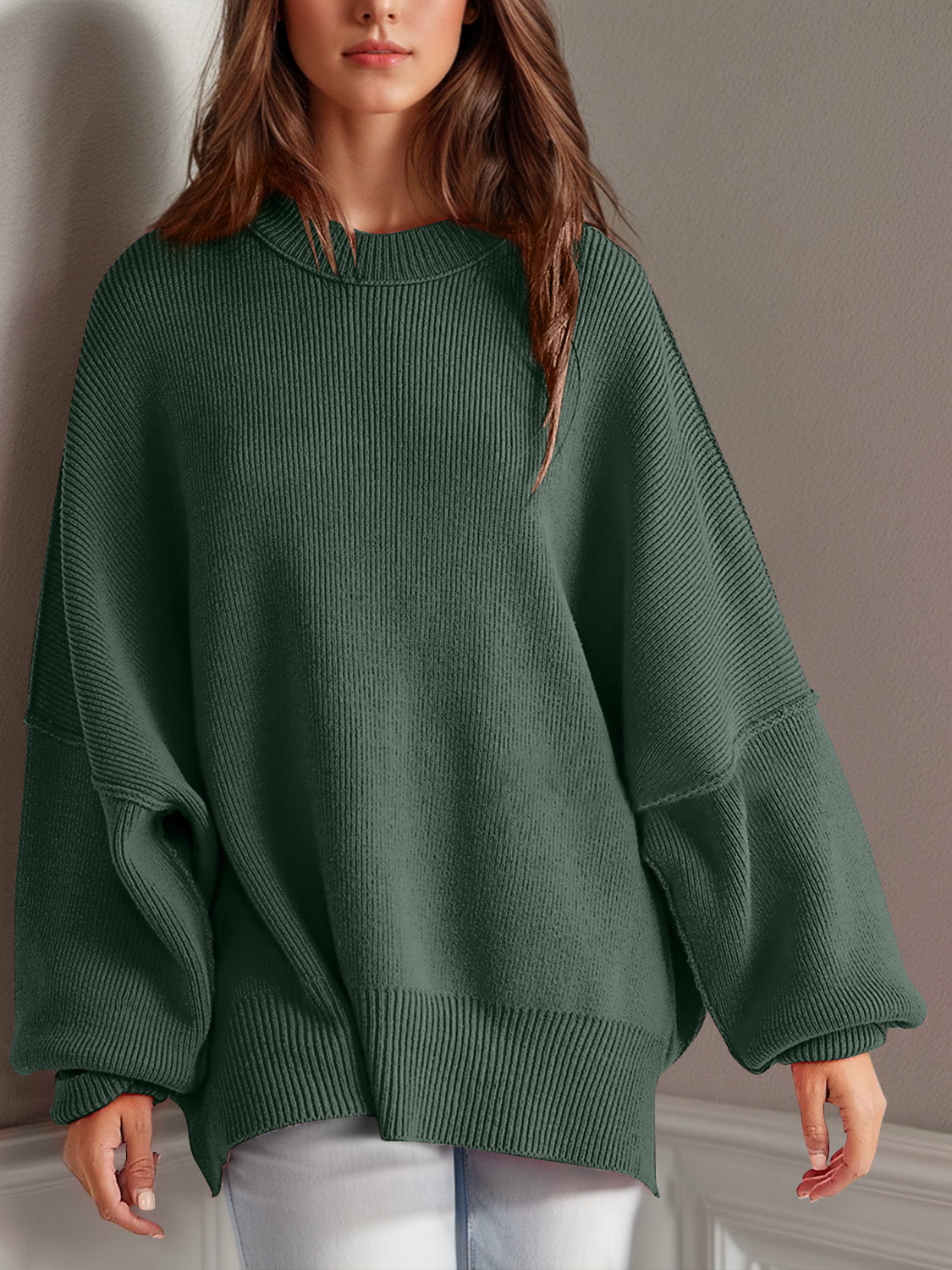 Mandy Side Slit Sweater  Oversized Pullover Sweater