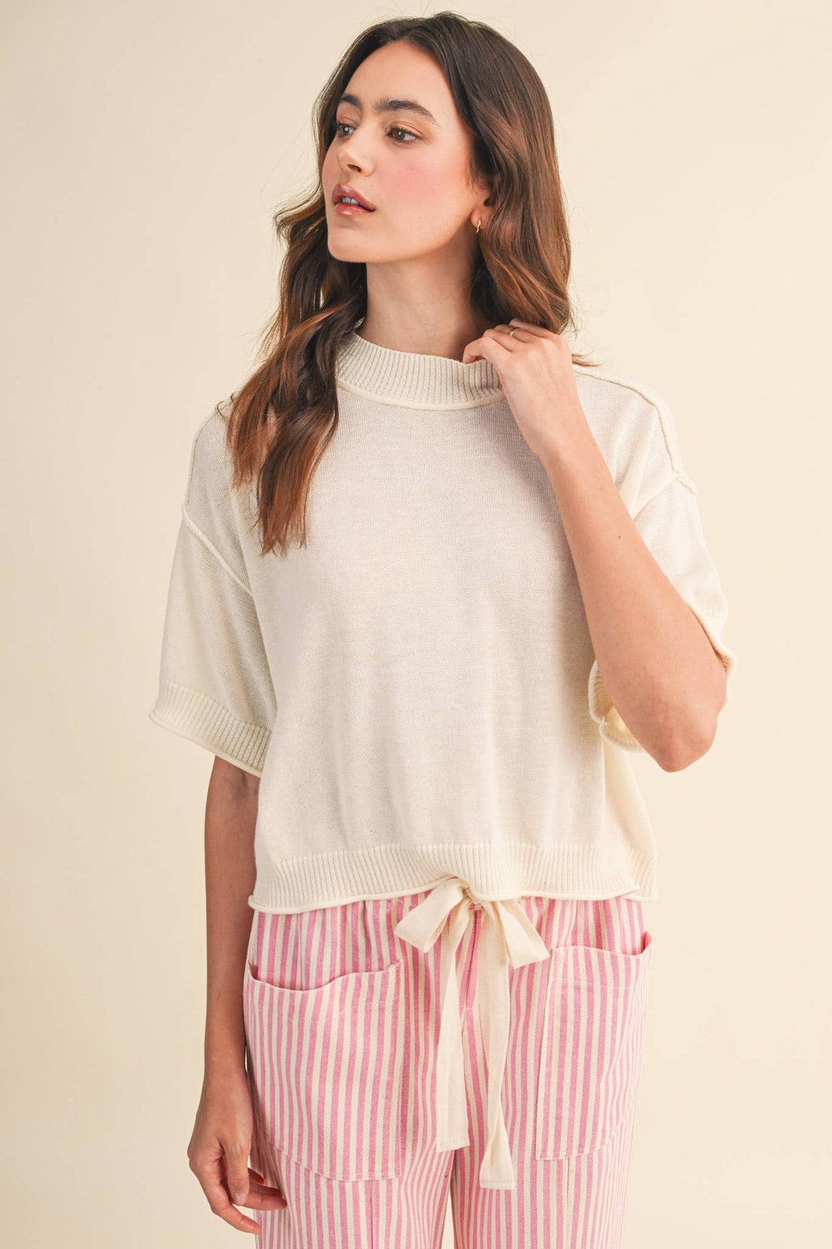 Lillith Cream Lightweight Knit Top