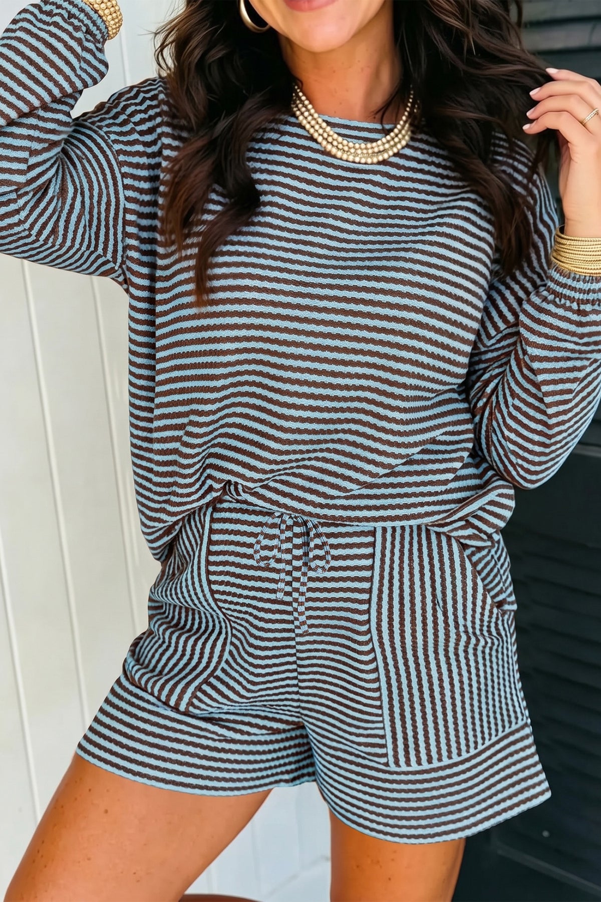 Lucky Enough Striped Shorts Set
