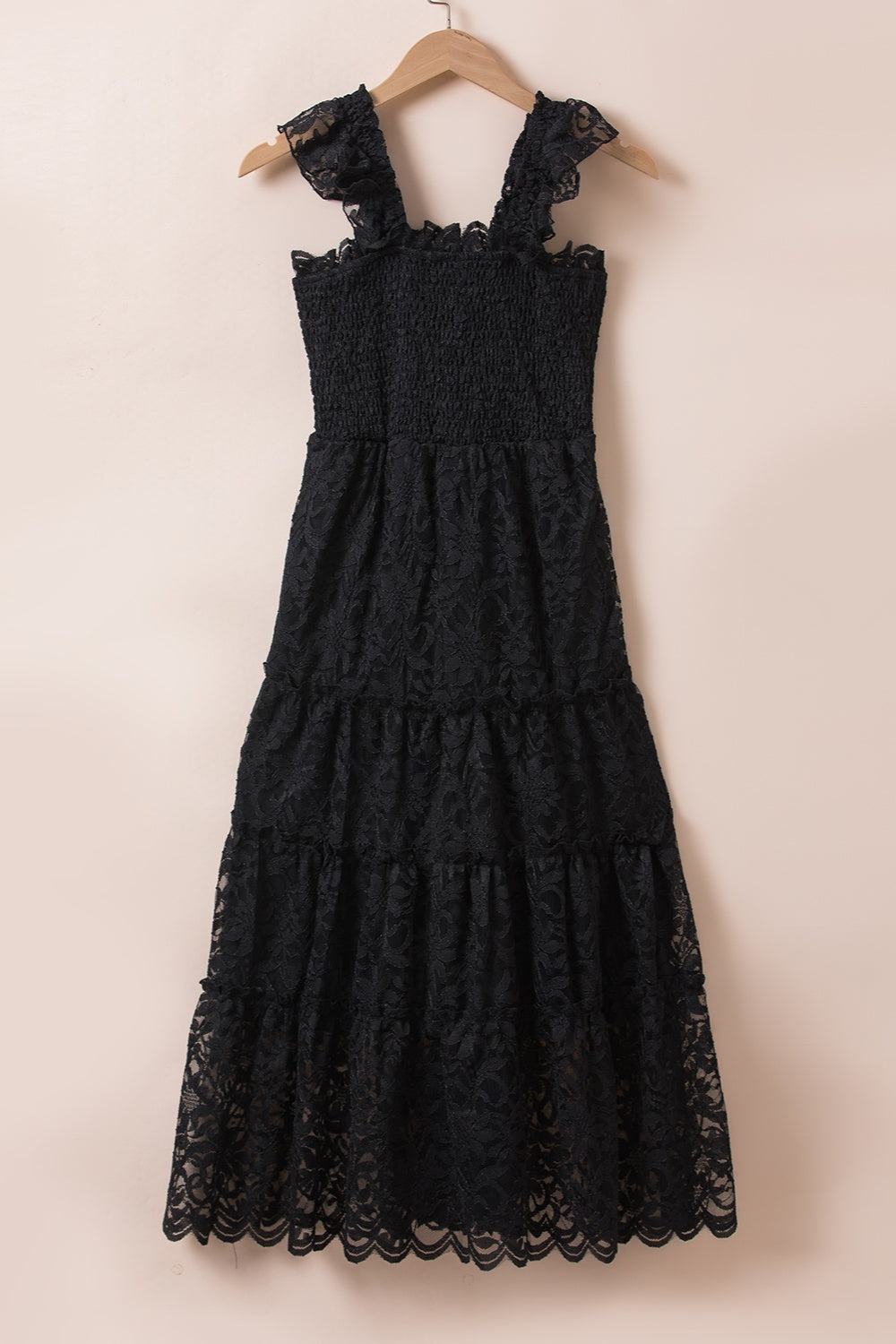 Brandy All Over Lace Ruffled Midi Dress