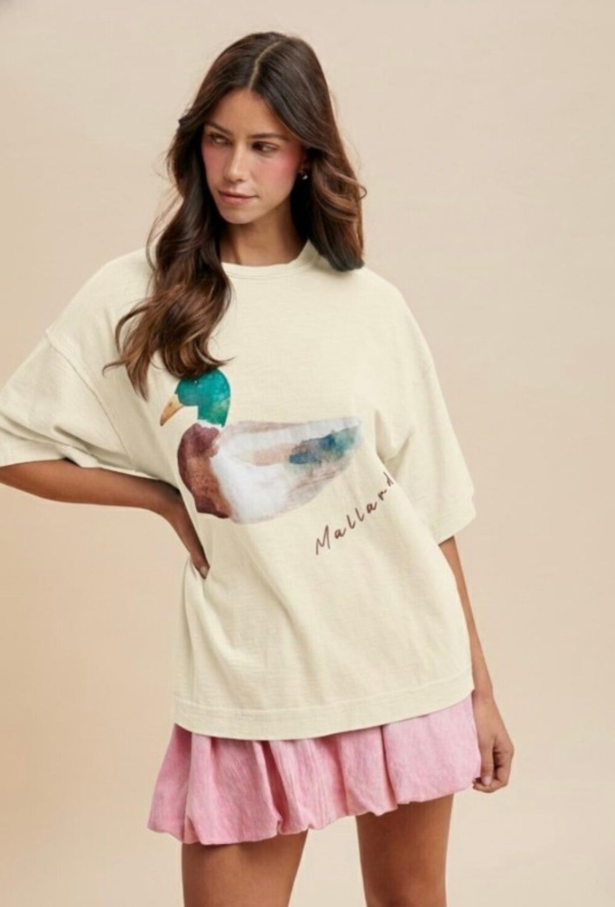 Watercolor Mallard Oversized Tee