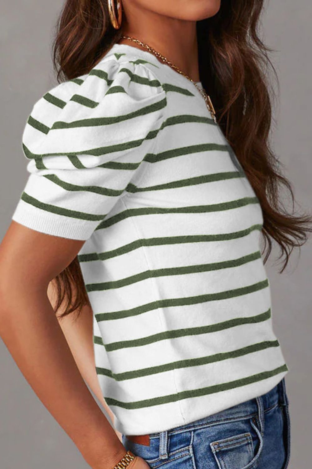 Take A Break Away Striped Puff Sleeve Top