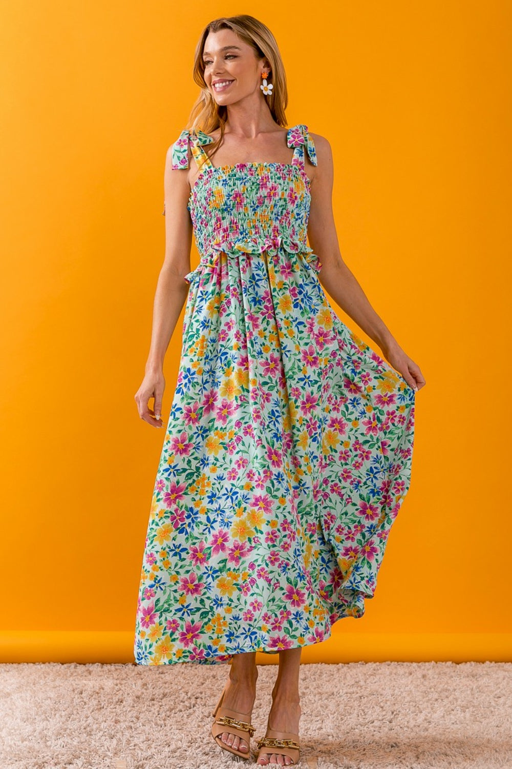 BiBi Show Me The Ruffle Smocked Maxi Dress