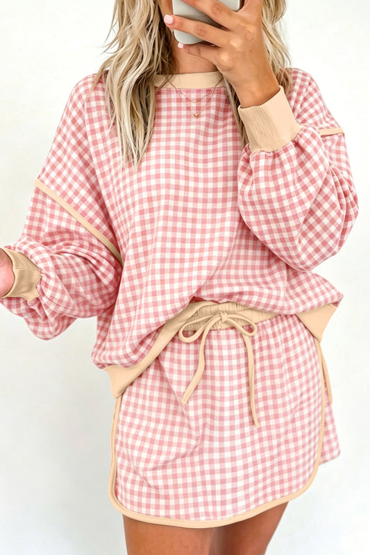Pink Gingham Skort Set