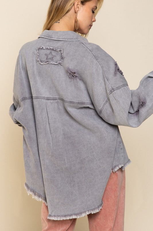 Special Fringe Distressed Oversized Jacket