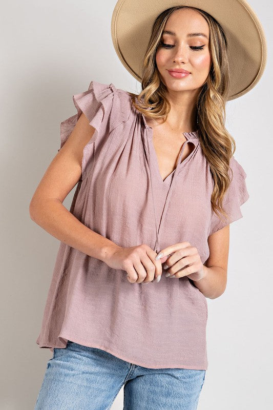 Tiered Ruffle Sleeve Short Sleeve Top