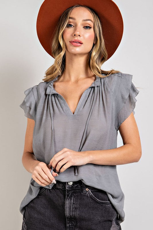 Tiered Ruffle Sleeve Short Sleeve Top