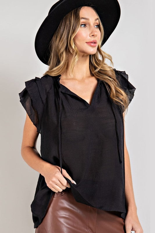 Tiered Ruffle Sleeve Short Sleeve Top