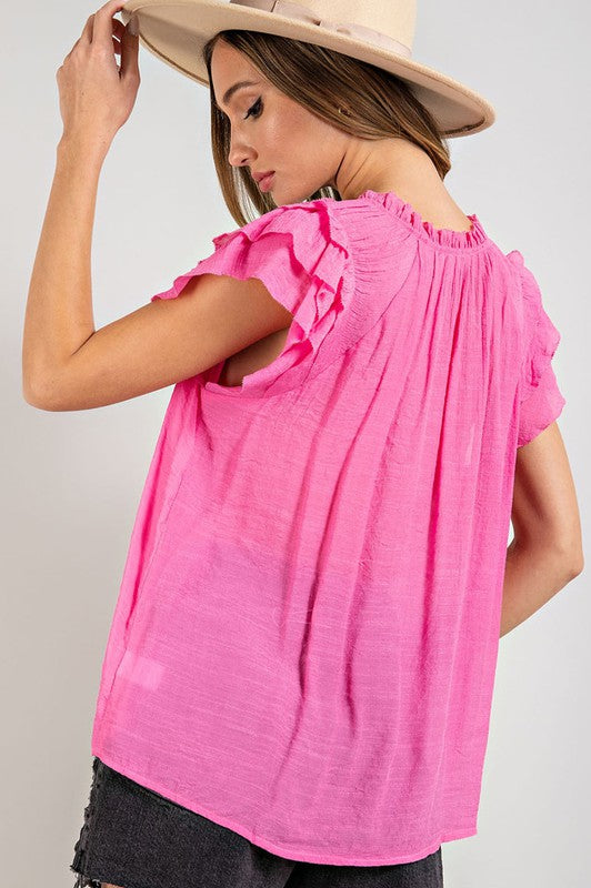 Tiered Ruffle Sleeve Short Sleeve Top