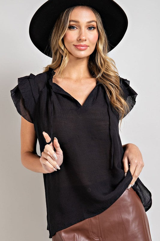 Tiered Ruffle Sleeve Short Sleeve Top