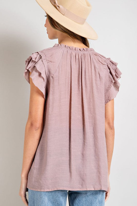 Tiered Ruffle Sleeve Short Sleeve Top