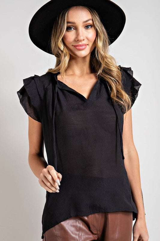 Tiered Ruffle Sleeve Short Sleeve Top