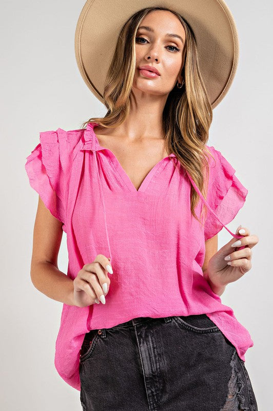 Tiered Ruffle Sleeve Short Sleeve Top