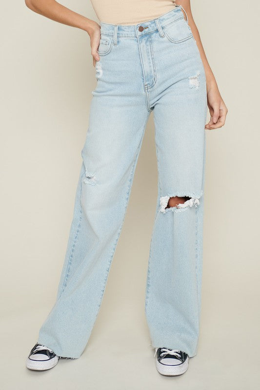 Distressed Wide Leg Jeans