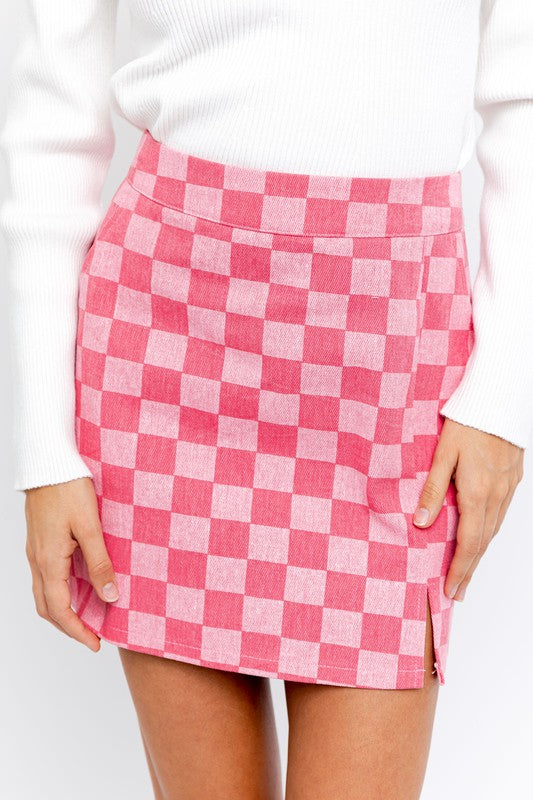 Only Pink Checker Skirt