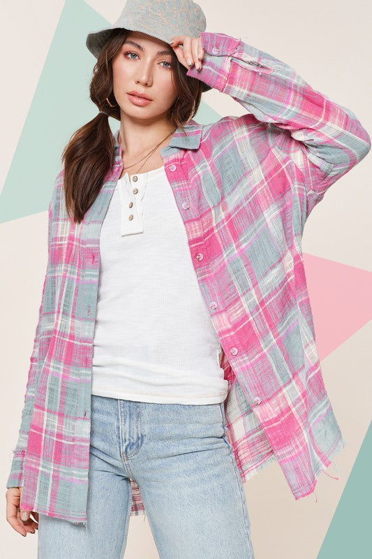 Peony Plaid Top