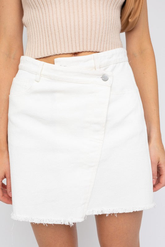 Understanding It All White Denim Mini Skirt