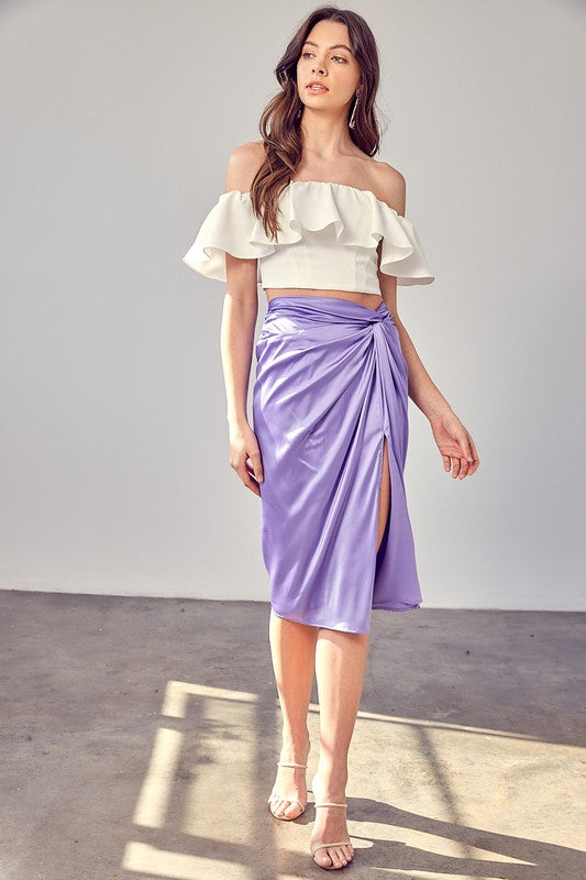 Polly Satin Side Slit Skirt