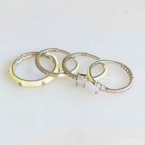 Pastel Glam Ring Set Of 4