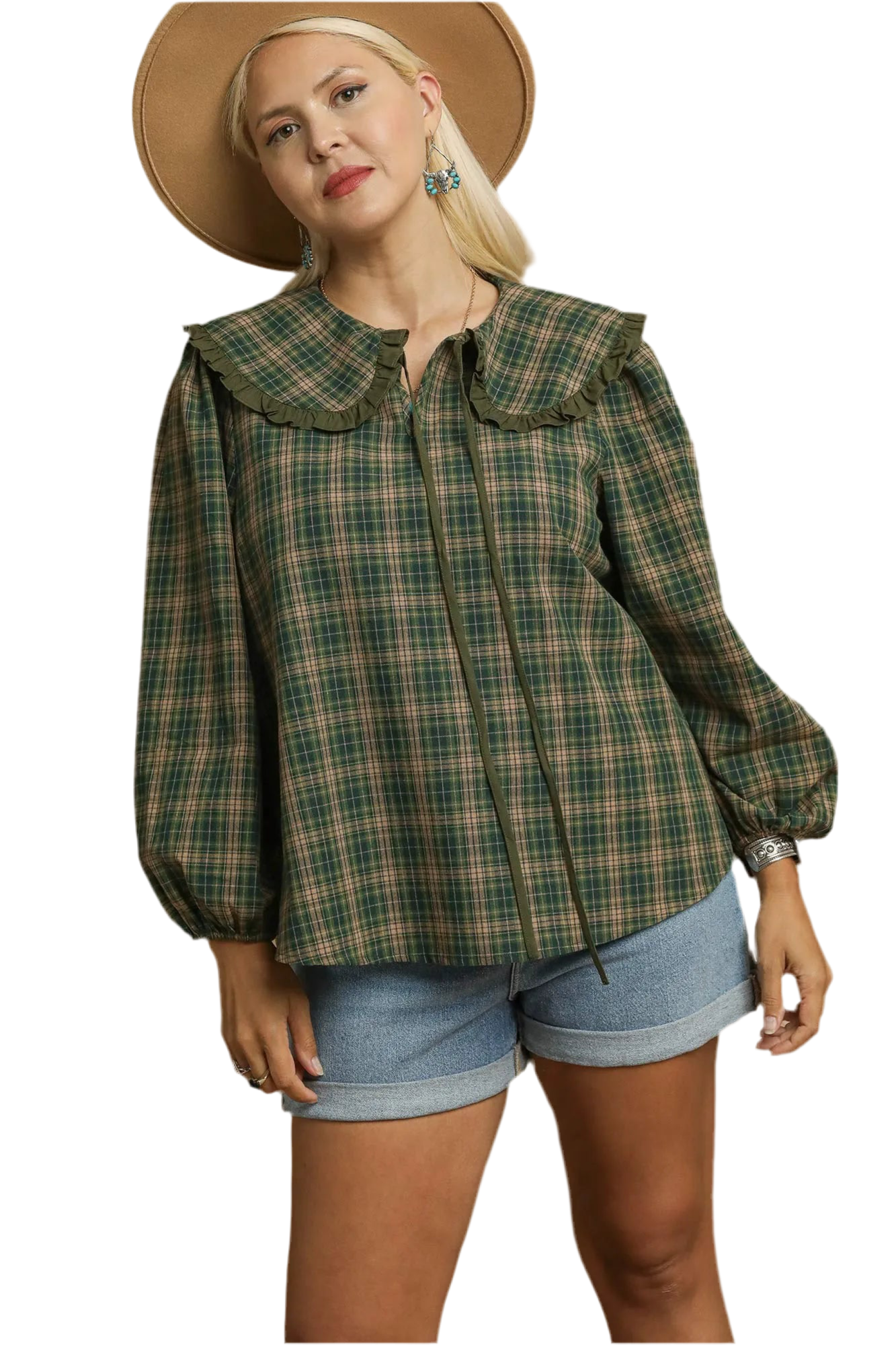 Umgee Peter Pan Plaid Top