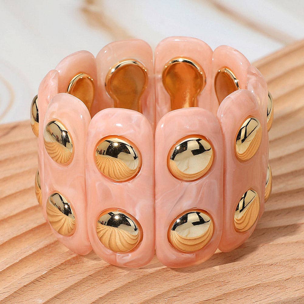 Chunky Wide Marbled Resin Stretch Bracelet