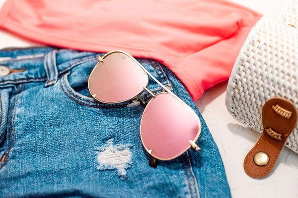 Pink Gold High Quality Aviator Sunglasses
