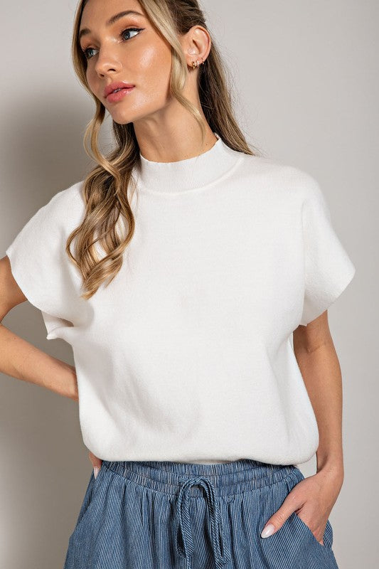 Tuesday Mock Neck Short Sleeve Top