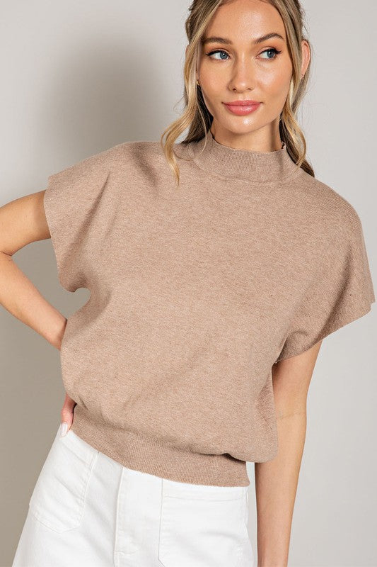 Tuesday Mock Neck Short Sleeve Top