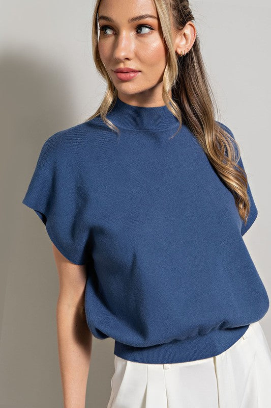 Tuesday Mock Neck Short Sleeve Top