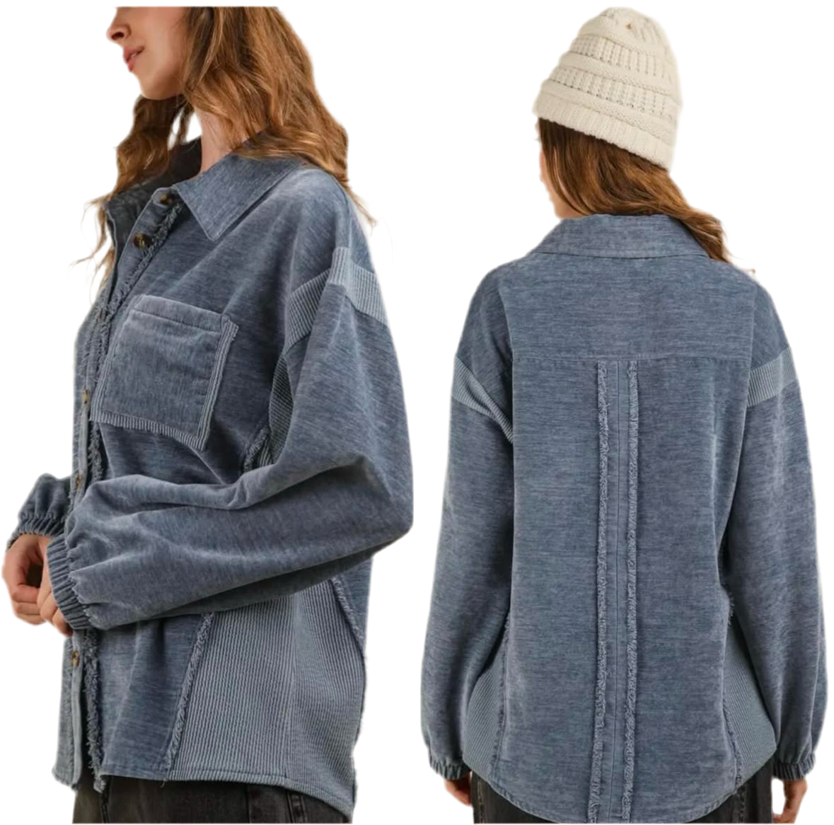 The Nova Shacket Denim Blue