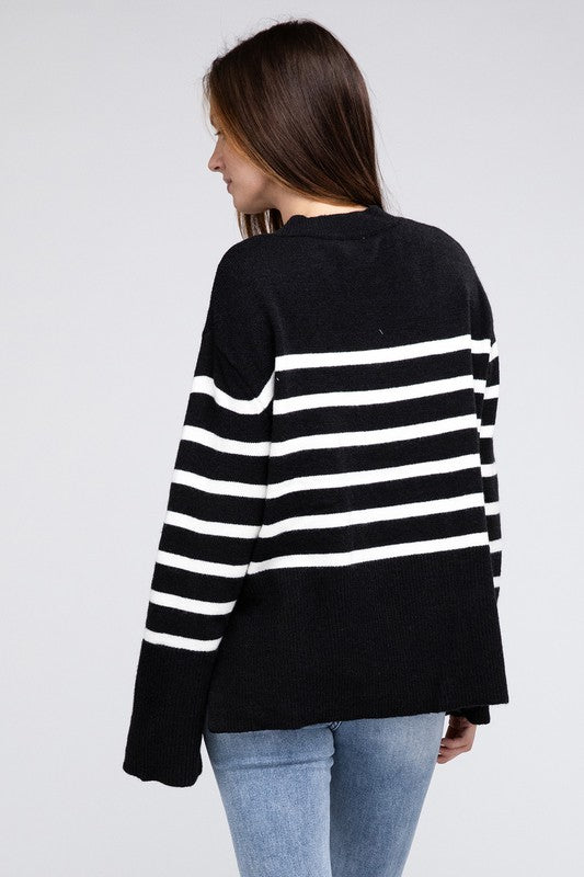 Unload Love Ribbed Hem Stripe Sweater