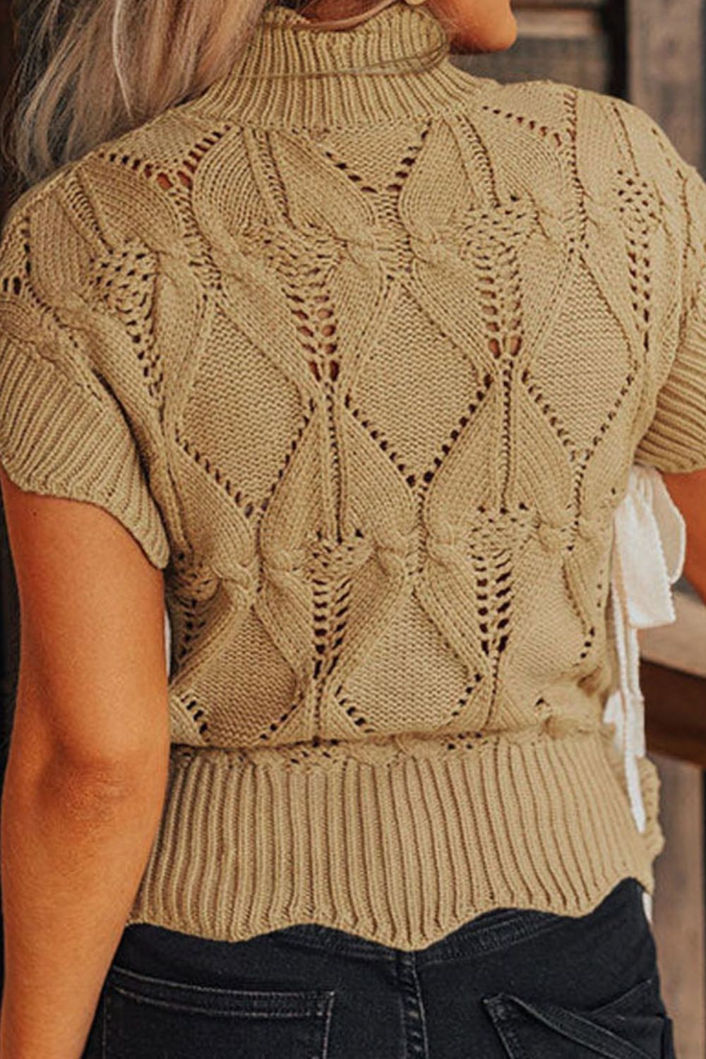 Adeline Openwork Turtleneck Sweater